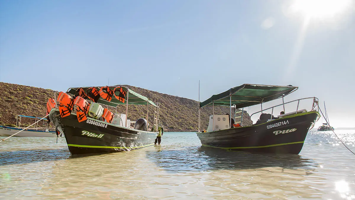Lanchas ancladas en la playa